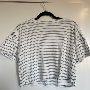 Striped Oversized Crop Tee - Forever 21